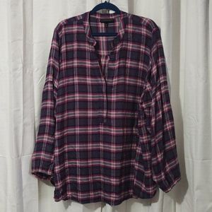 Plaid flannel pullover top